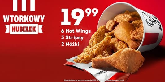 KFC: 19,99 zł za wtorkowy kubełek w KFC 01.01.0001
