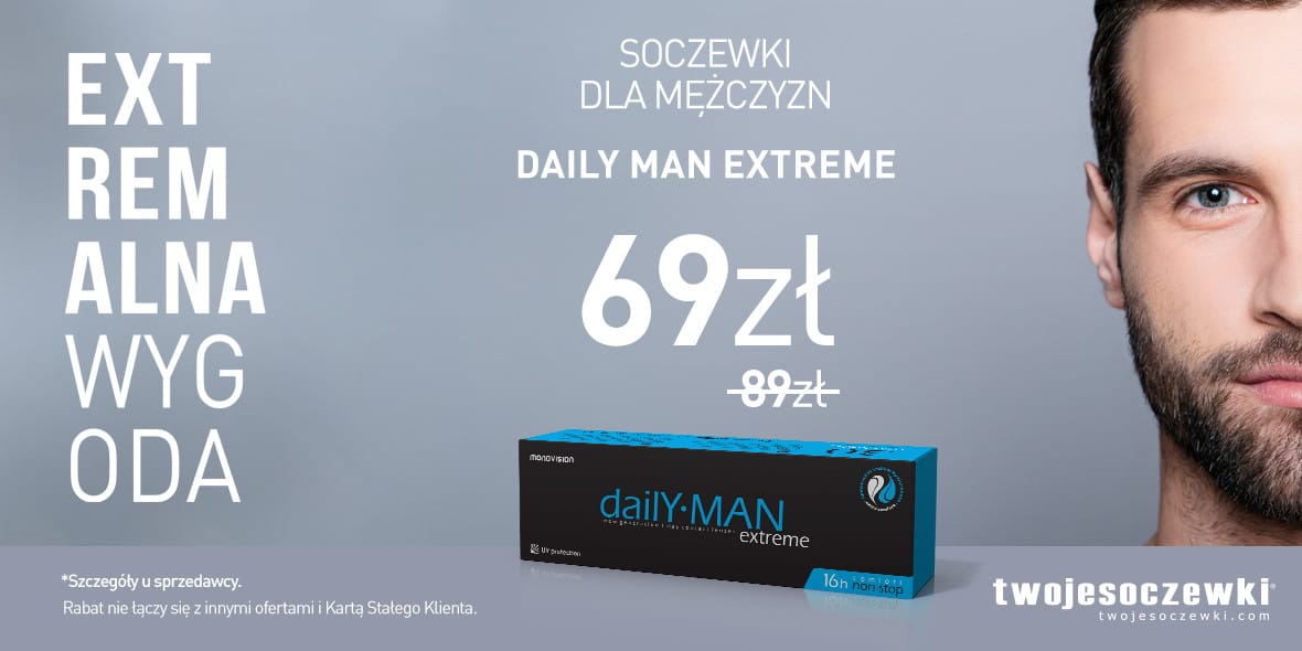 Twoje Soczewki: 69 zł za soczewki kontaktowe Daily Man 14.08.2019